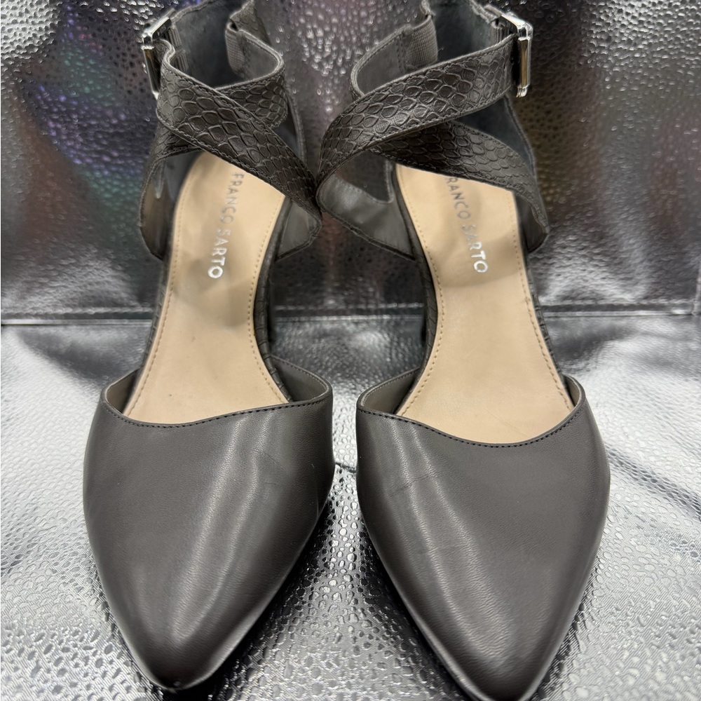 Franco Sarto Charcoal Ankle Strap Heels